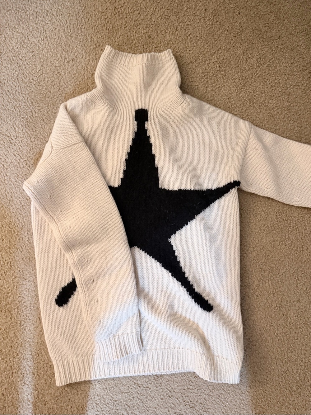 Acne Studios Cream Turtleneck Sweater with Black Star Graphic